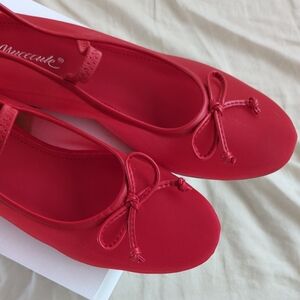 🆕 Red Tulle Mary Jane Ballet Flats 6.5